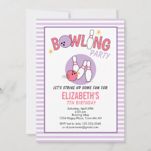 Leuke Bowling Feest Verjaardagsuitnodiging ROZE PA Kaart