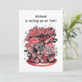 Leuke bowling verjaardagsfeestje personages kaart (Staand voorkant)