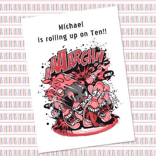 Leuke bowling verjaardagsfeestje personages kaart