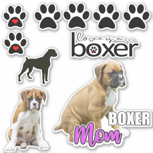 Leuke Boxer Dog Puppy Stickers (Voorkant)