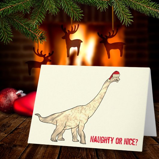 Leuke Brachiosaurus Kerstman Dinosaur Kerst Citaat Kaart