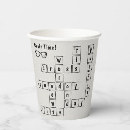 Leuke "Brain Time!" Kruiswoordpuzzel brillenglas L Papieren Bekers
