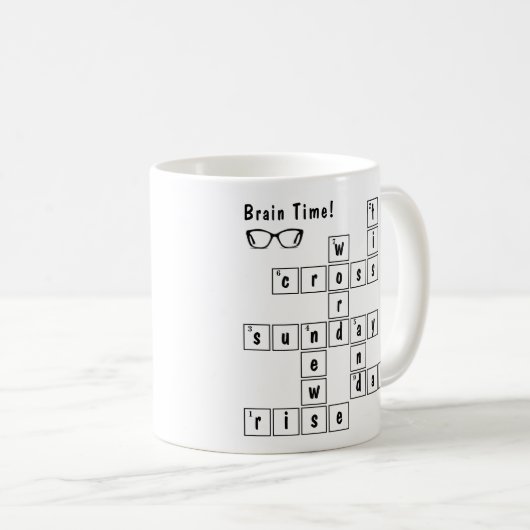 Leuke "Brain Time!" Kruiswoordpuzzel brillenglazen Koffiemok (Voorkant rechts)