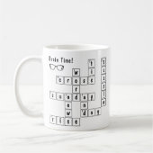 Leuke "Brain Time!" Kruiswoordpuzzel brillenglazen Koffiemok (Links)