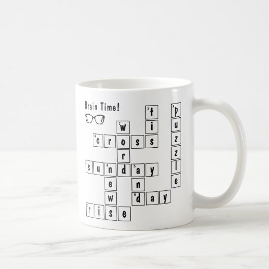 Leuke "Brain Time!" Kruiswoordpuzzel brillenglazen Koffiemok (Rechts)