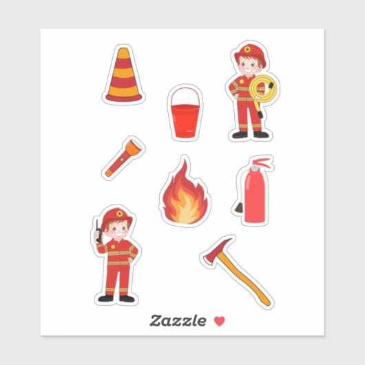 Leuke brandweerman Kinder Sticker (Vel)
