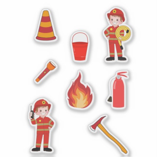Leuke brandweerman Kinder Sticker (Voorkant)