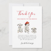 Leuke brandweerman Puppies Baby shower Bedankkaart (Voorkant)