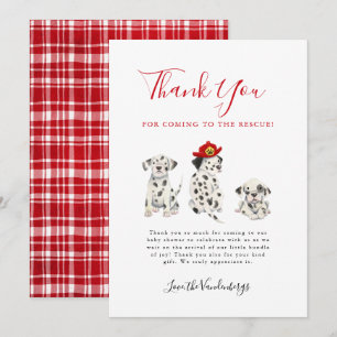 Leuke brandweerman Puppies Baby shower Bedankkaart