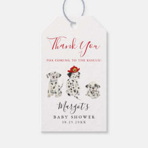 Leuke Brandweerman Puppy Baby shower Cadeaulabel