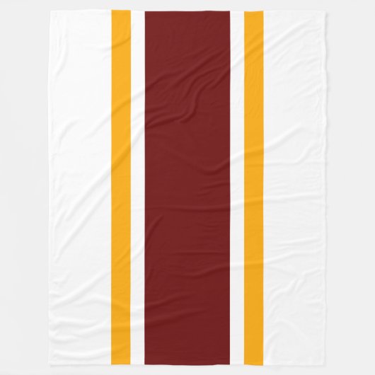 Leuke brede diep rode gele racestrepen op wit fleece deken (Voorkant)