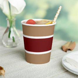 Leuke brede diepe rode witte strepen op Mocha Brow Papieren Bekers