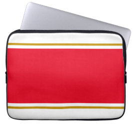 Leuke brede felrode bruine racestrepen op wit laptop sleeve
