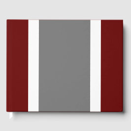 Leuke brede grijze witte racestrepen op donkerrood gastenboek