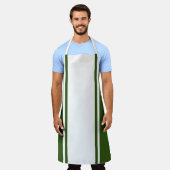 Leuke brede witte race strepen bos groene randen schort (Gedragen)