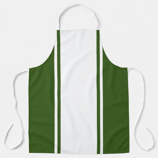 Leuke brede witte race strepen bos groene randen schort (Voorkant)
