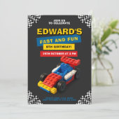 Leuke Brick Racer Verjaardagsfeestje Kaart (Staand voorkant)