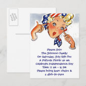 Leuke  Briefkaart Uitnodiging 4 juli Feest (Voorkant / Achterkant)