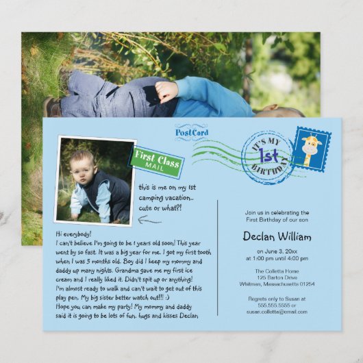 Leuke Briefkaart verjaardagsfeestje uitnodiging (Voorkant / Achterkant)