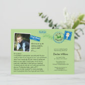 Leuke Briefkaart verjaardagsfeestje uitnodiging (Staand voorkant)