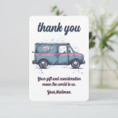 Leuke briefvervoerder postbode post vervoerder bedankkaart (Staand voorkant)