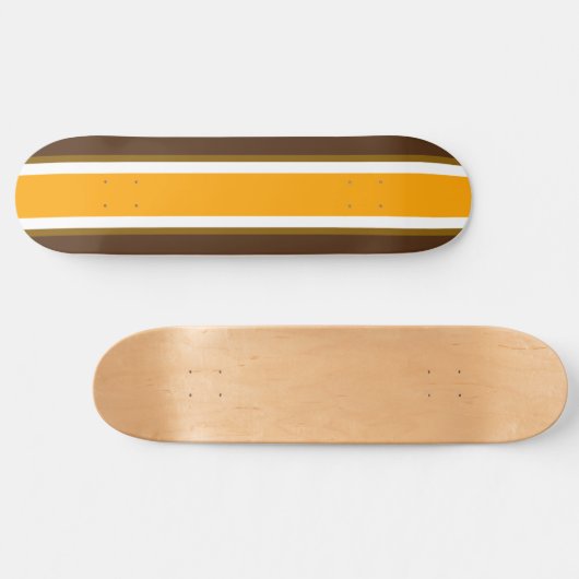 Leuke Bright Bold Geel Wit Bruin Racing Stripes Persoonlijk Skateboard (Horizontaal)