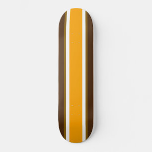 Leuke Bright Bold Geel Wit Bruin Racing Stripes Persoonlijk Skateboard