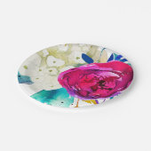Leuke Bright Bold Waterverf Floral Elegant Chic Papieren Bordje (Gekanteld)