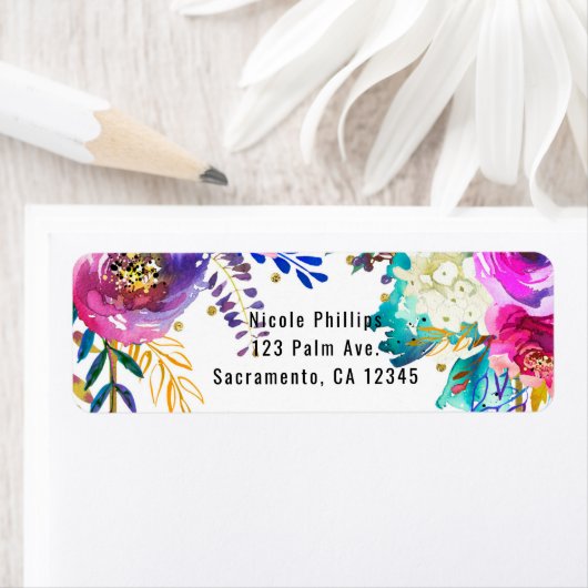 Leuke Bright Bold Waterverf Floral Glam Elegant Etiket (Insitu)