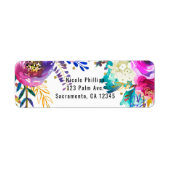 Leuke Bright Bold Waterverf Floral Glam Elegant Etiket (Voorkant)