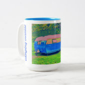 Leuke Bright  Camper Trailer Tweekleurige Koffiemok (Voorkant links)
