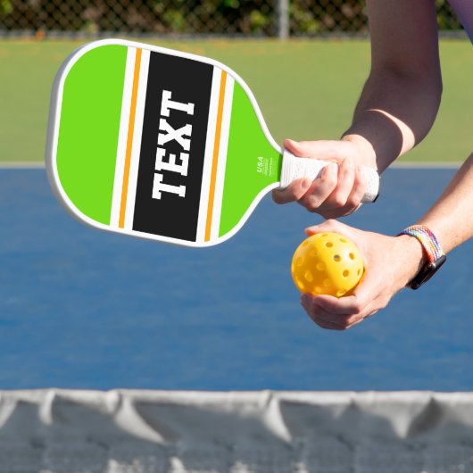 Leuke Bright Citrus Limoen Geel Zwart Wit Strepen Pickleball Paddle (Insitu)