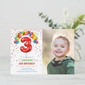 Leuke Bright Confetti Ballonnen Foto 3e verjaardag Kaart (Staand voorkant)