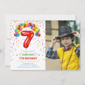 Leuke Bright Confetti Ballonnen Foto 7e Verjaardag Kaart (Voorkant)