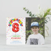 Leuke Bright Confetti Ballonnen Foto 8e Verjaardag Kaart (Staand voorkant)