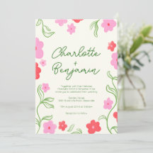 Leuke & Bright Floral Garden bruiloft uitnodiging