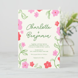 Leuke & Bright Floral Garden bruiloft uitnodiging