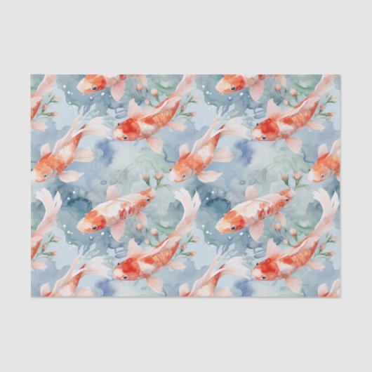 Leuke Bright Koi Fish Pond Decoupage Tissuepapier (Voorkant)