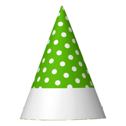 Leuke Bright Lime Groen Witte Polka Dots Rim Strip Feesthoedjes (Voorkant)