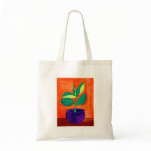 Leuke Bright Potted Plant Illustratie Canvas tas