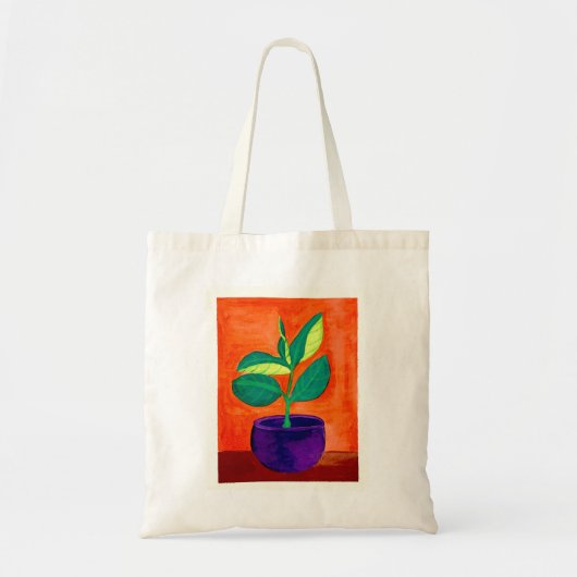 Leuke Bright Potted Plant Illustratie Canvas tas (Voorkant)
