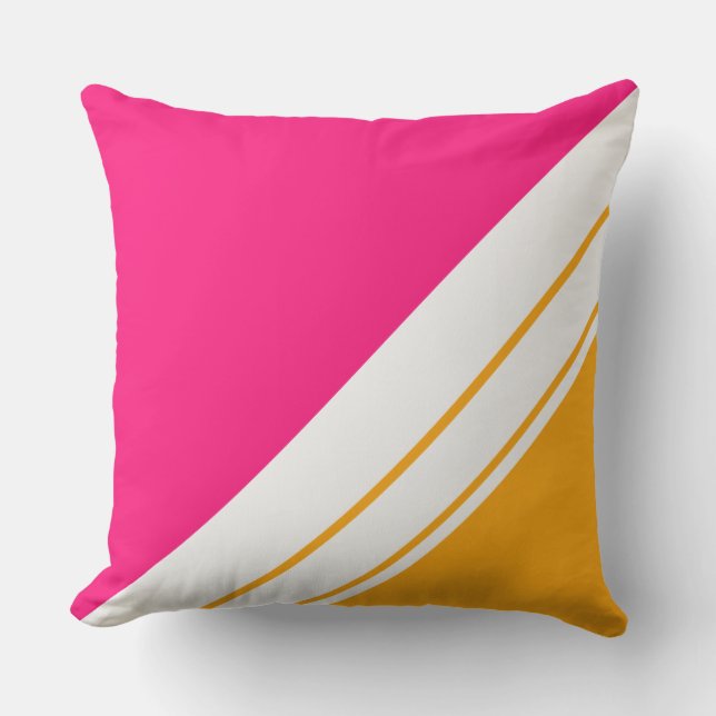 Leuke Bright Roze Geel Sinaasappel Witte Racing St Buitenkussen (Voorkant)