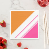 Leuke Bright  Roze Sinaasappel Wit Racing Stripes Servet (Insitu)
