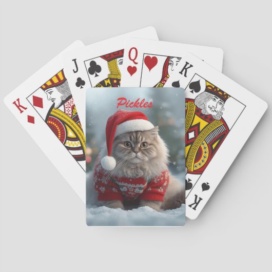 Leuke Britse Korthaar Kat Kerstmis gepersonaliseer Pokerkaarten (Achterkant)