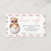 Leuke broeduil bloemig baby shower luier loterij informatiekaartje (Voorkant)