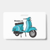 Leuke brommer motorfiets cartoon illustratie badge (Achterkant)