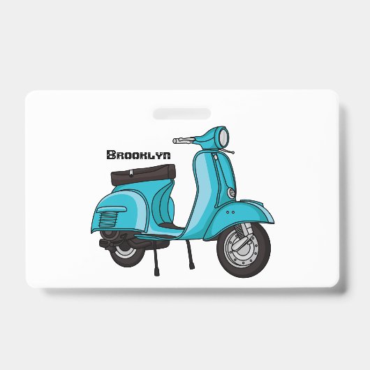 Leuke brommer motorfiets cartoon illustratie badge (Voorzijde)