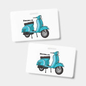 Leuke brommer motorfiets cartoon illustratie badge (Voor- en achterkant)