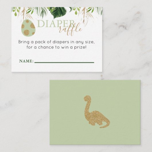Leuke Brontosaurus Dinosaur Luier Raffle Insert Informatiekaartje (Voorkant / Achterkant)