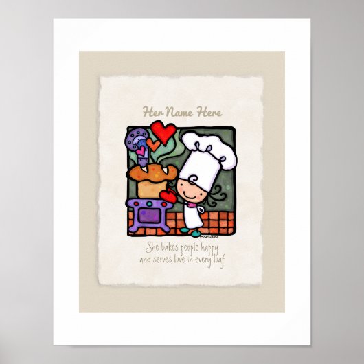 ! Leuke broodbakker chef-kok  oven Poster (Voorkant)